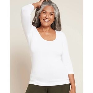 New White Boody Scoop Neck 3/4 Sleeve Top